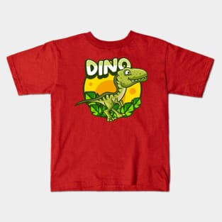 Cute Green Dino Kids T-Shirt